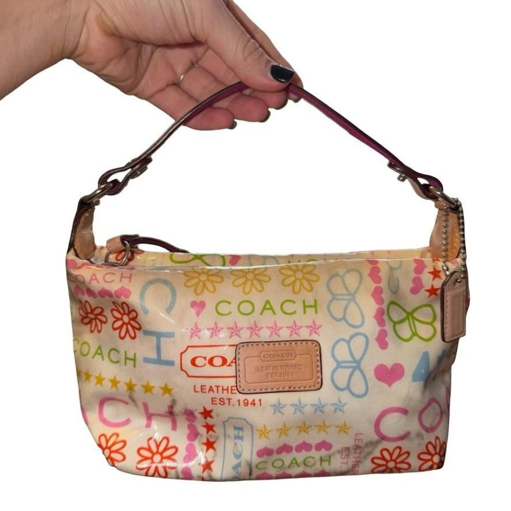 Y2K Coach Mini Baguette Shoulder bag. vinyl flower butterfly print